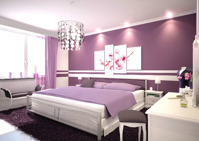 Không chỉ mang đến sự dịu dàng, lãng mạn mà sơn phòng ngủ màu tím còn tạo cho bạn cảm giác an yên cho giấc ngủ.