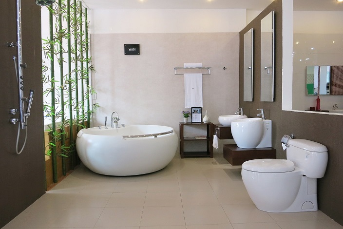 Những thiết bị nhà tắm toto dạng tròn tạo sự thân thiện thoải mái cho phòng tắm