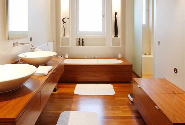 Trang trí nhà tắm bằng đồ gỗ