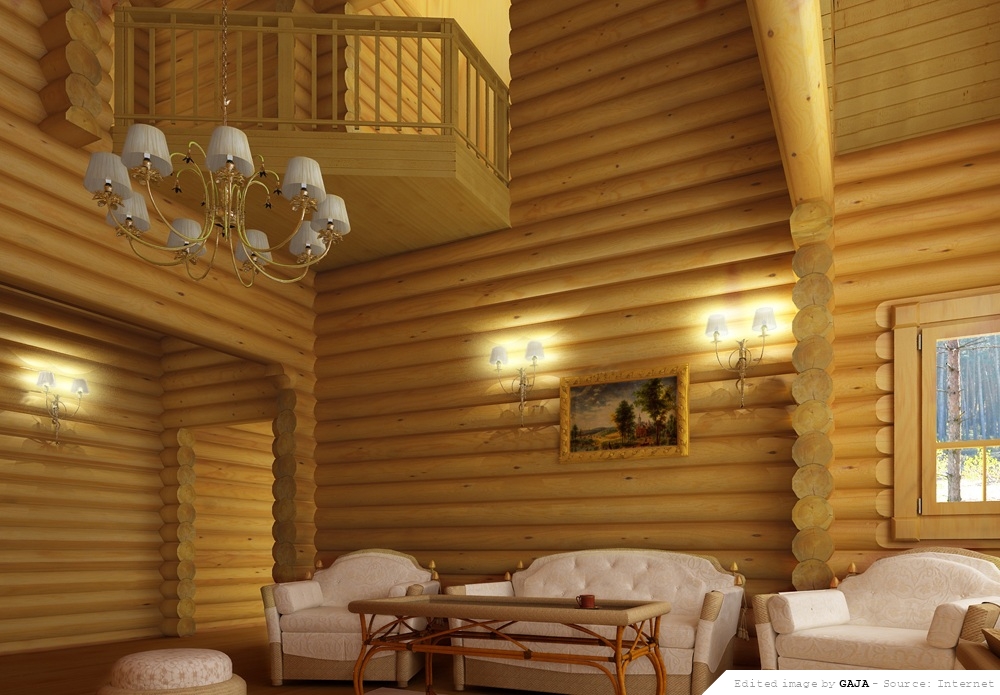 Không chỉ trang trí phòng khách bằng tường ốp gỗ mà chủ nhân ngôi nhà sử dụng gỗ ốp cho cả các gian phòng khác của ngôi nhà