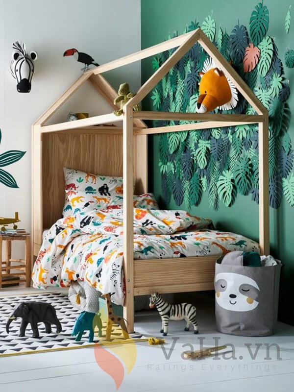 Phòng ngủ bé trai như một khu rừng nhiệt đới sinh động