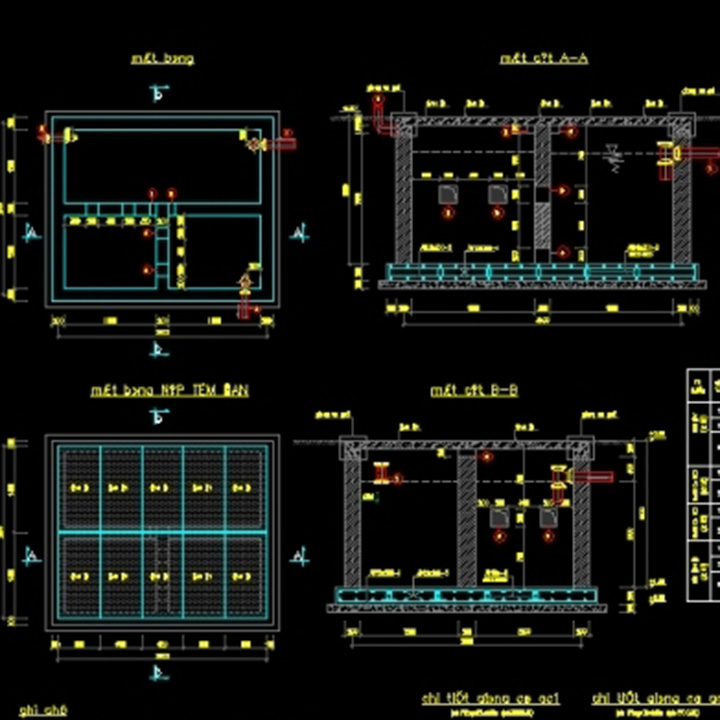 Bản vẽ CAD kết cấu hố ga, bể chứa, bể tự hoại