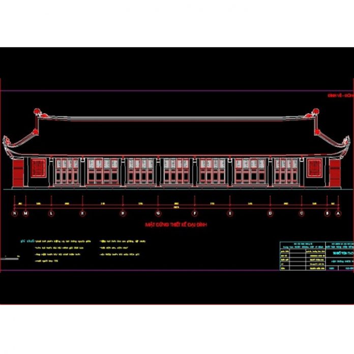 Bản vẽ CAD kiến trúc đình chùa cổ