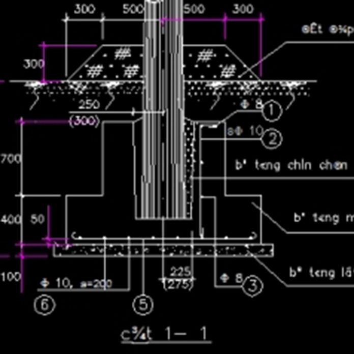 Bản vẽ CAD móng cột điện trạm biến áp
