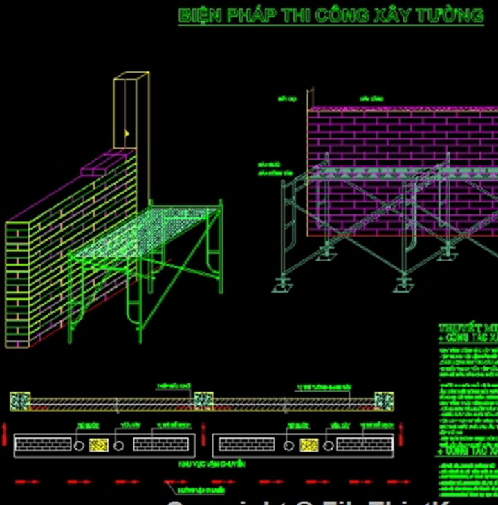 CAD drawing of wall construction method
