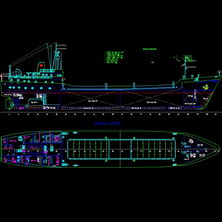 Bản Vẽ CAD Tàu Chở Hàng Tải Trọng Lớn Đầy Đủ Chi Tiết Số Liệu Nhất