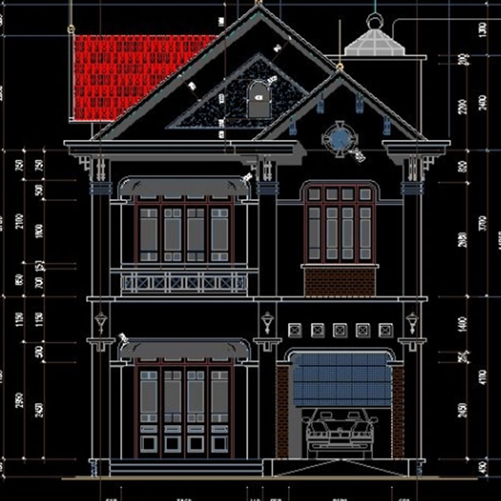 Bản vẽ CAD thiết kế nhà biệt thự 8x15